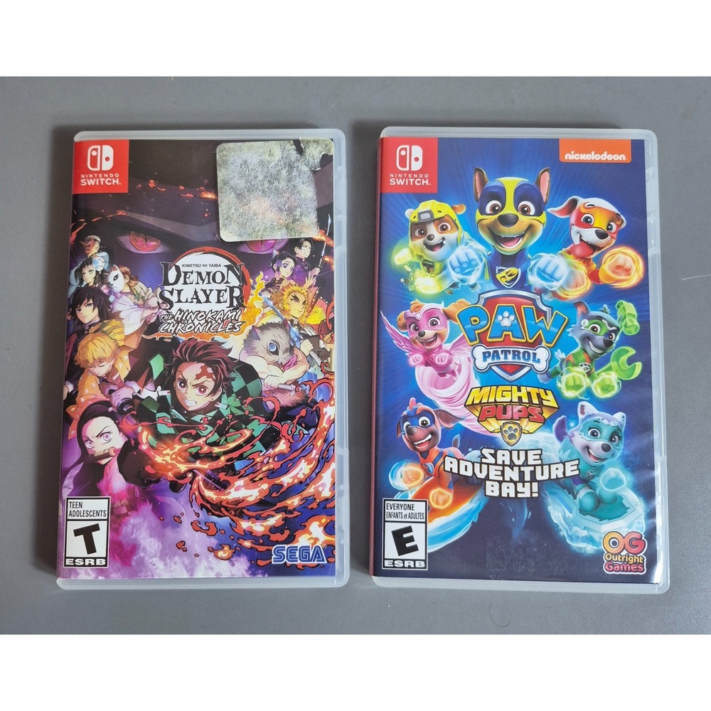 Lot 2 EMPTY Nintendo Switch Game Cases - Paw Patrol Demon Slayer NO GAME EMPTY
